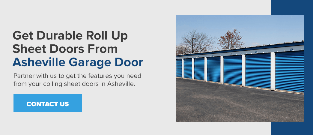 blue roll up sheet garage doors